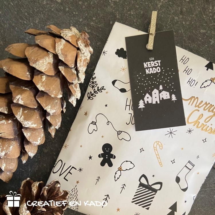 kadozakje holly jolly, kadolabel kerstkado, inpakken, inpakinspiratie, printje van de week