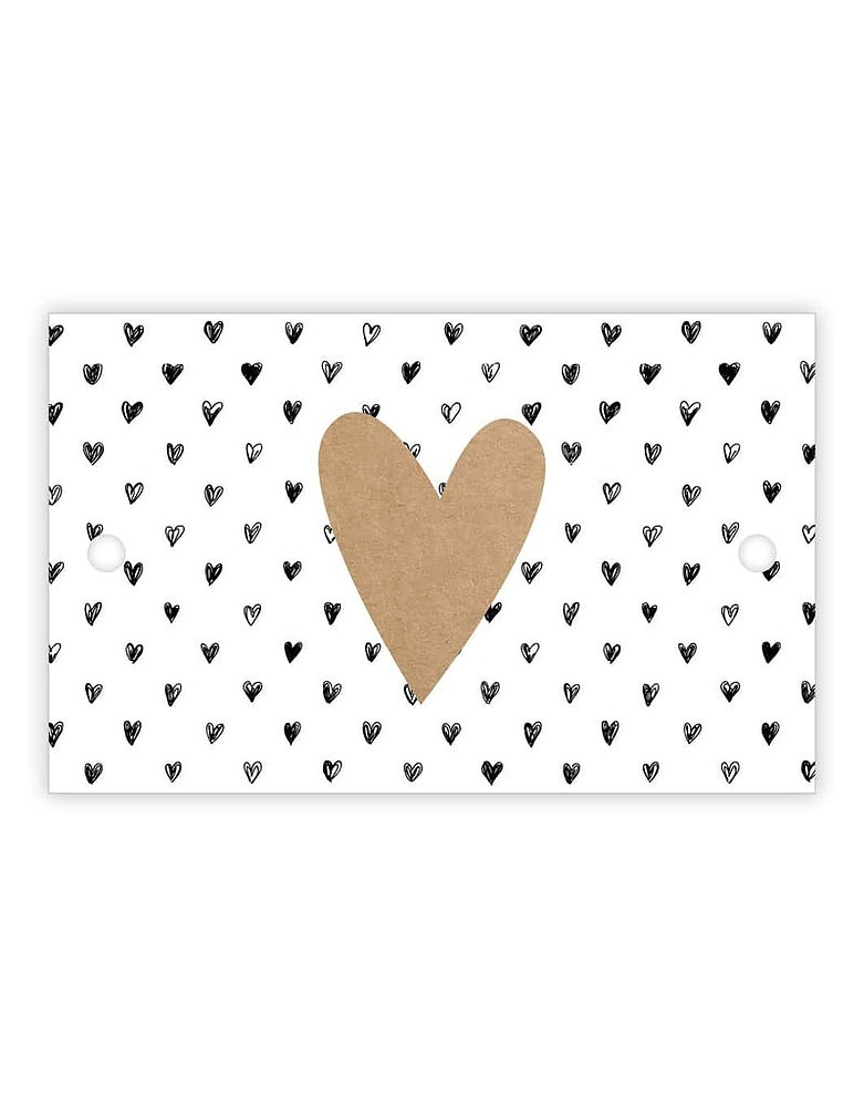 kadolabel kraft heart, kadotag, cadeau label
