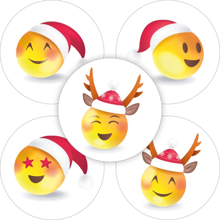 kadostickers kerst smileys, sluitstickers smileys kerstmis, inpakken kerst