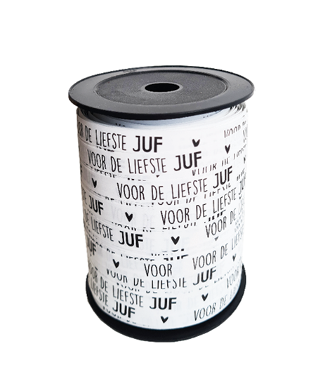 cadeaulint voor de liefste juf, krullint voor de liefste juf, inpakken juf, kado juf