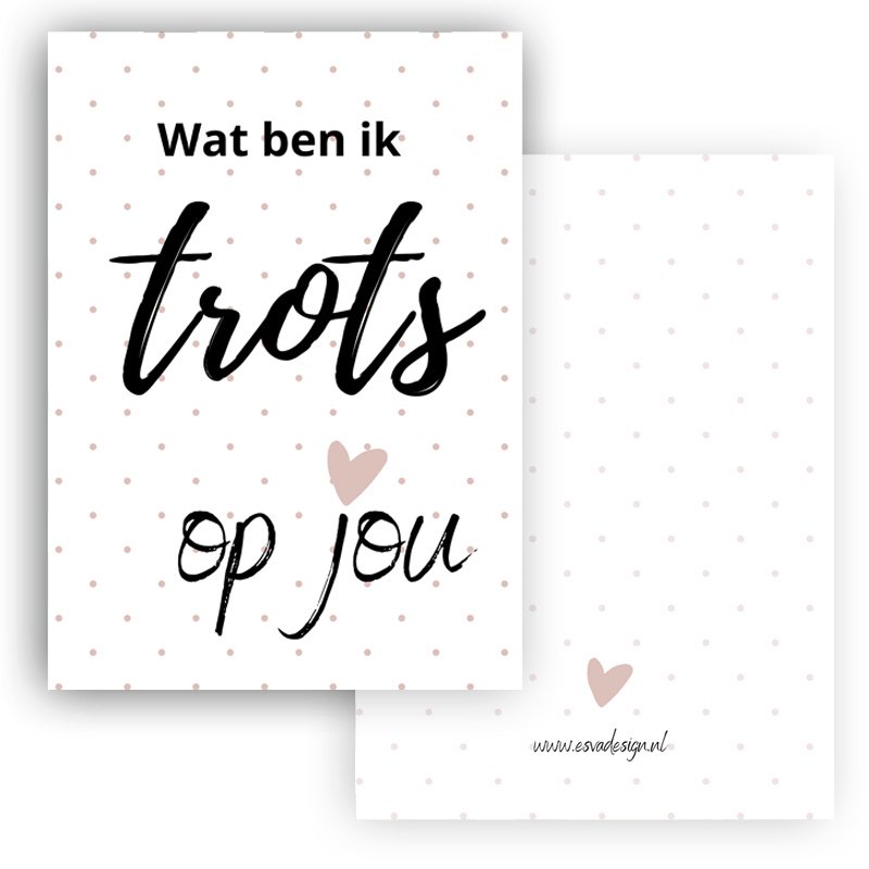 minikaart wat ben ik trots op jou, mini kaartje, cadeau kaartje