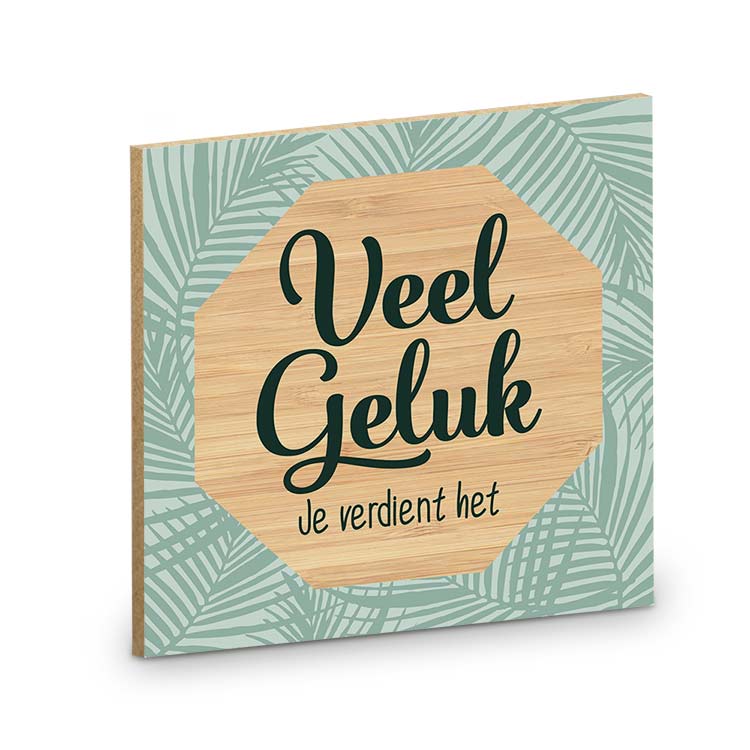 onderzet veel geluk, succes wensen, geluk wensen