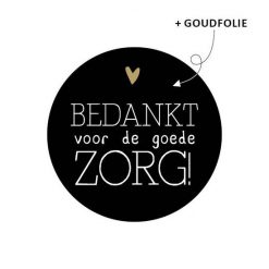 Sluitsticker bedankt voor de goede zorg, kado sticker zorg