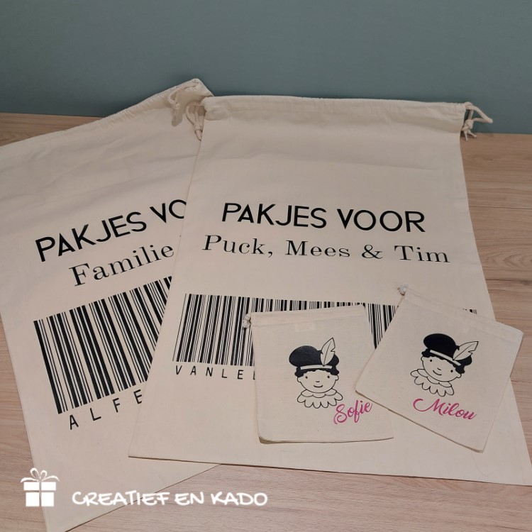 Sinterklaas zak met streepjescode, zak pakjesavond,