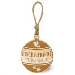 houten kerstbal beschermengel, beschermengel speciaal voor jou, houten kerstdeco, kerstcadeautjes