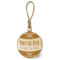 houten kerstbal liefste zus, kerstcadeau zus, kerstmis,