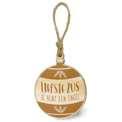 houten kerstbal liefste zus, kerstcadeau zus, kerstmis,