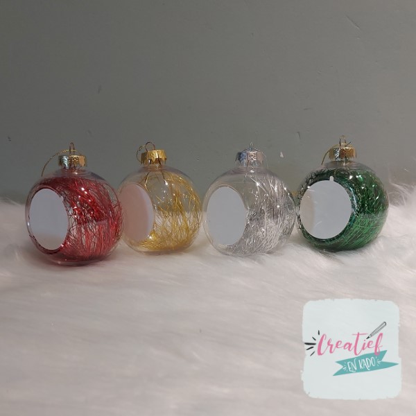 kerstbal met foto, foto kerstbal engelenhaar, kerstbal met engelenhaar