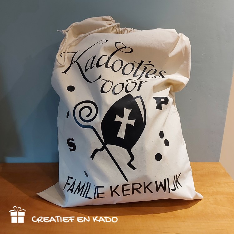 katoenen Sinterklaaszak met naam, Sinterklaas zak met naam, katoenen zak Sinterklaas