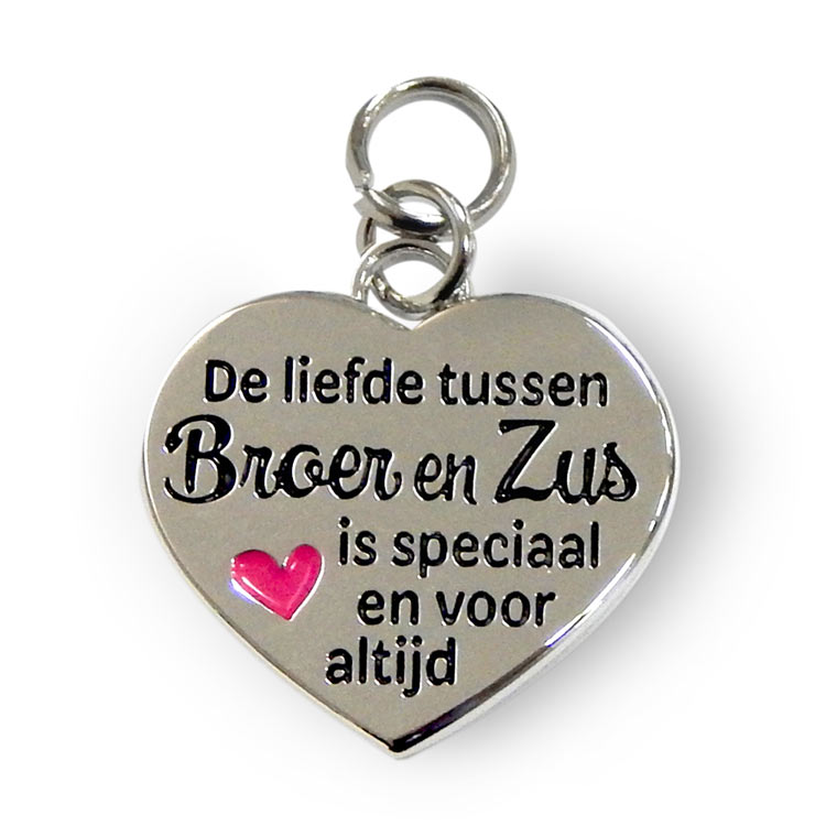 charm for you broer en zus, bedeltje broer en zus, kado zus, kado broer