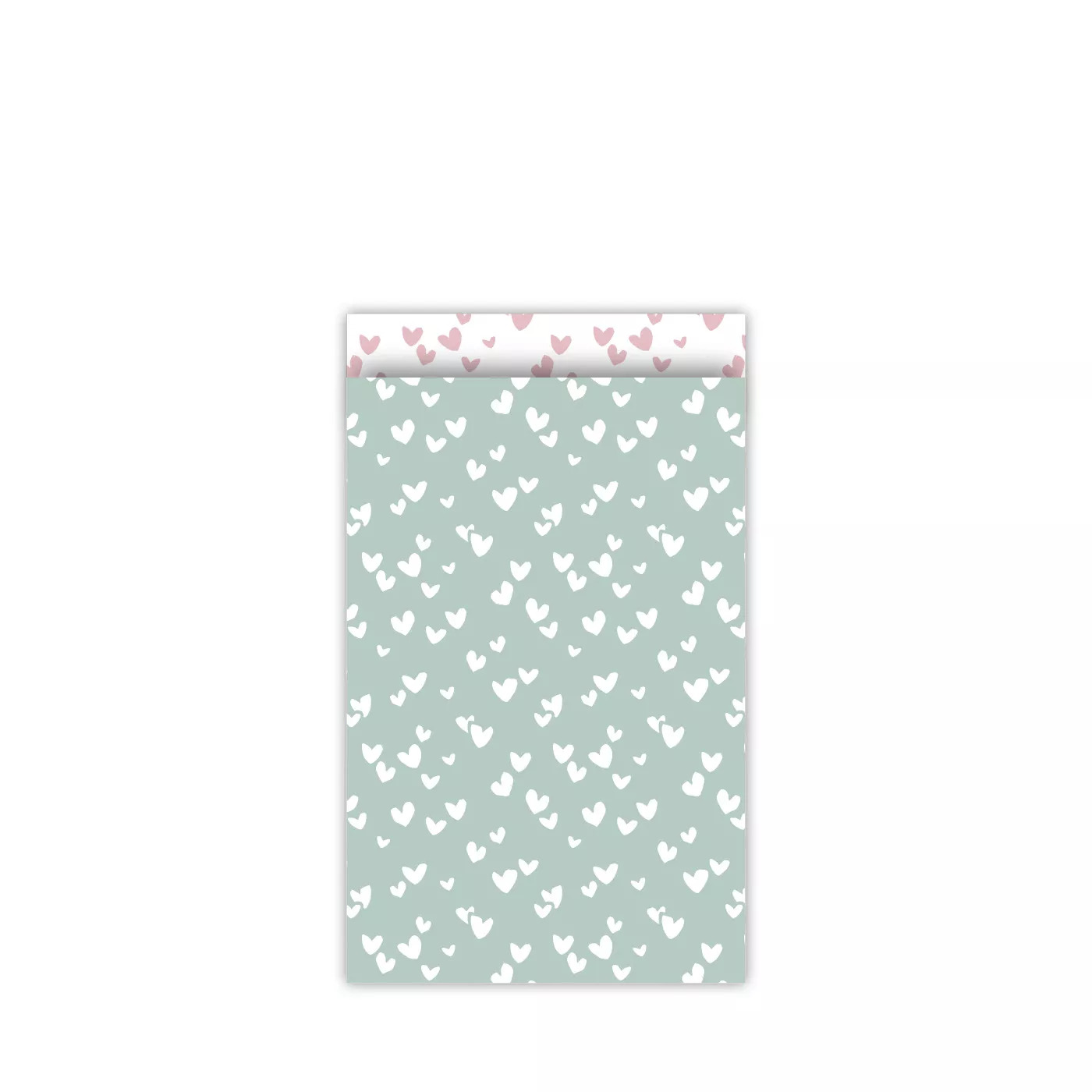 kadozakje solo hearts mint, papieren cadeau zakje mint, inpakken