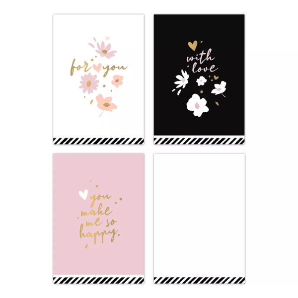minikaart cours de fleur, minikaart for you, minikaart you make me so happy, minikaart with love, inpakken