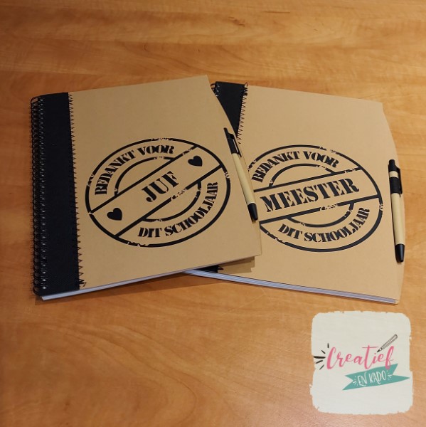 notitieboek juf of meester, notitieboek zwart, kado juf, kado meester