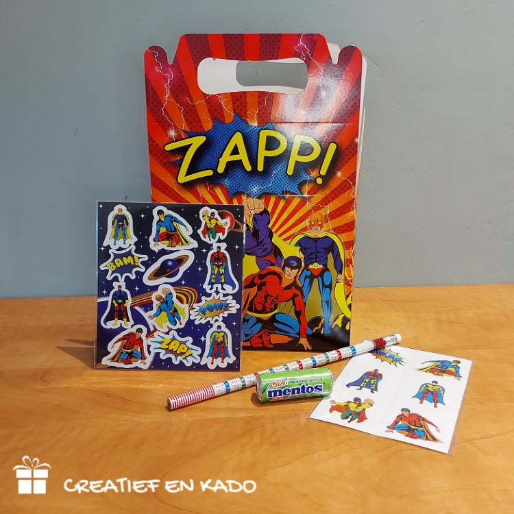 superhelden box traktatie, superhelden traktatie, traktatie jongens
