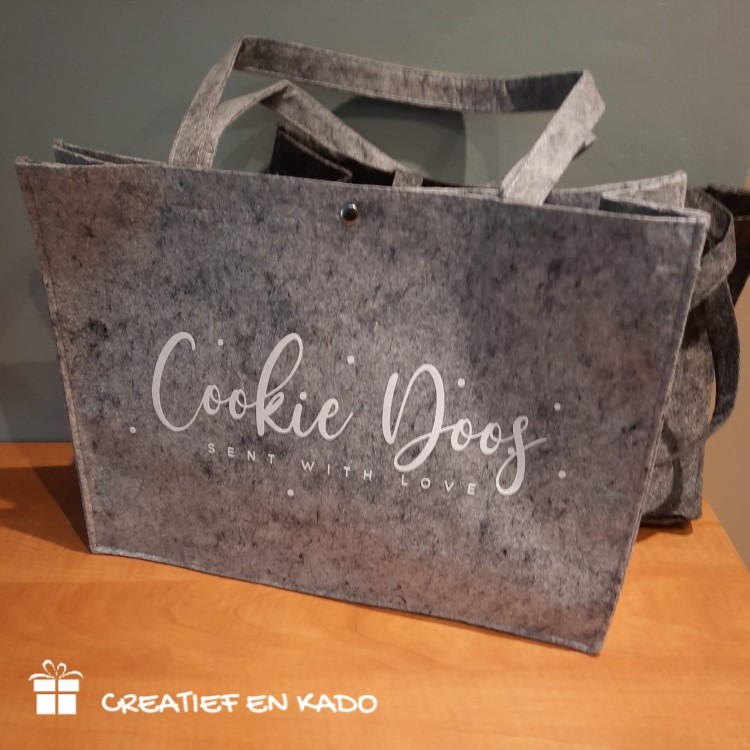 vilten tas Cookie doos, vilten tas logo