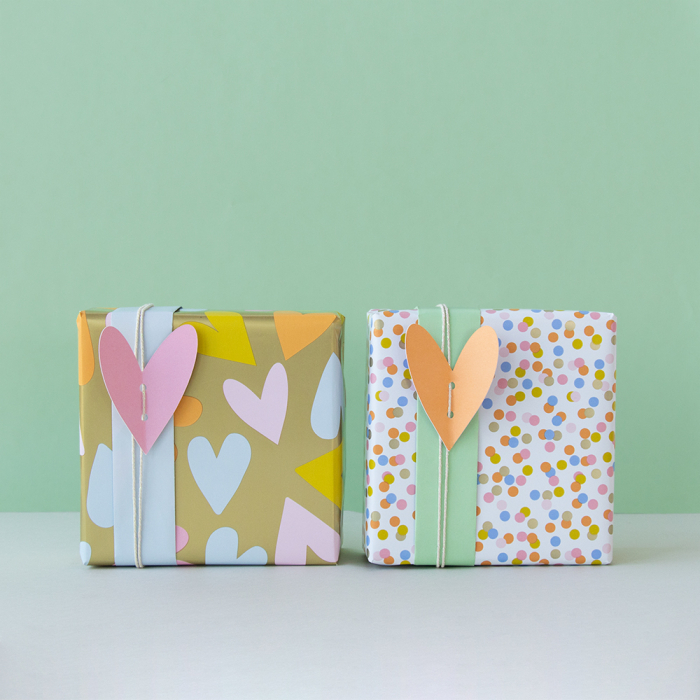 kadopapier big hearts, inpakpapier small confetti, inpakken, inpakinspiratie