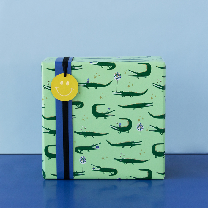 kadopapier crocodile, inpakpapier crocodile, inpakpapier krokodillen, inpakken, inpakinspiratie