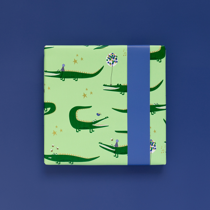 kadopapier crocodile, inpakpapier krokodil, inpakken, inpakinspiratie