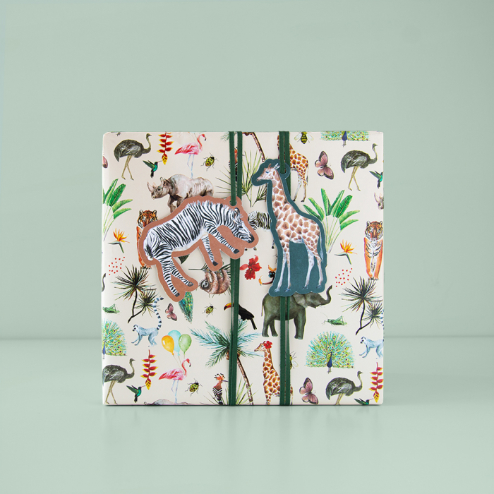 inpakpapier jungle, inpakinspiratie, kadolabel jungle