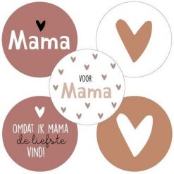 kadosticker mama, kadosticker hart, sluitstickers, sluitzegels, inpakken, kado mama, moederdag