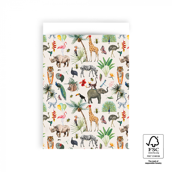kadozakje jungle, papieren cadeau zakje, inpakken