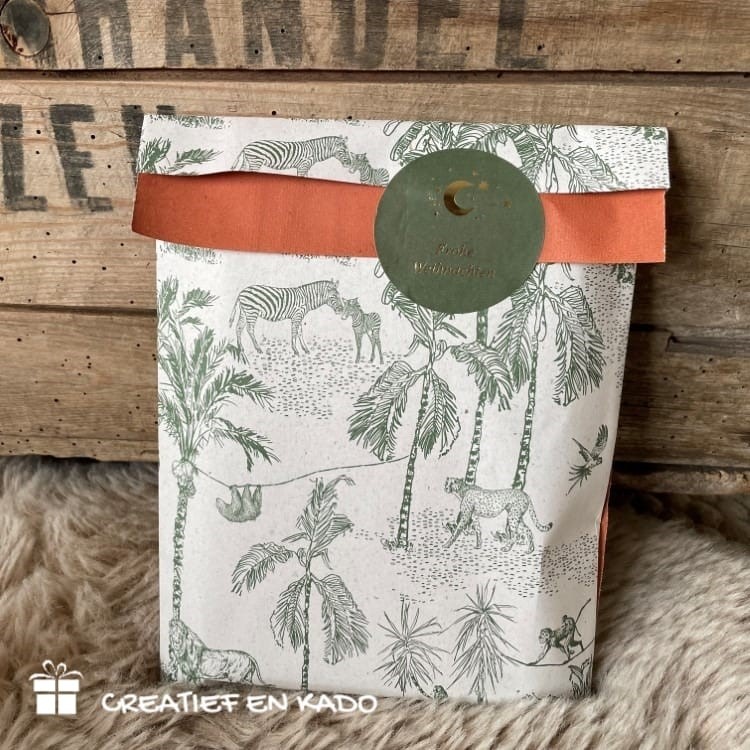 kadozakje jungle vintage green, inpakken, inpakinspiratie,