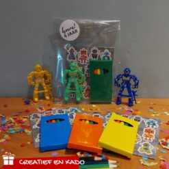 robot stickervel kleur traktatie, complete traktatie, jongens traktatie, uitdelen