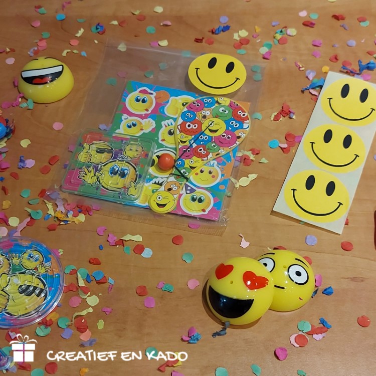 smiley spel traktatie, complete traktatie, traktatie idee, traktatie jongens, traktatie meisjes, trakteren