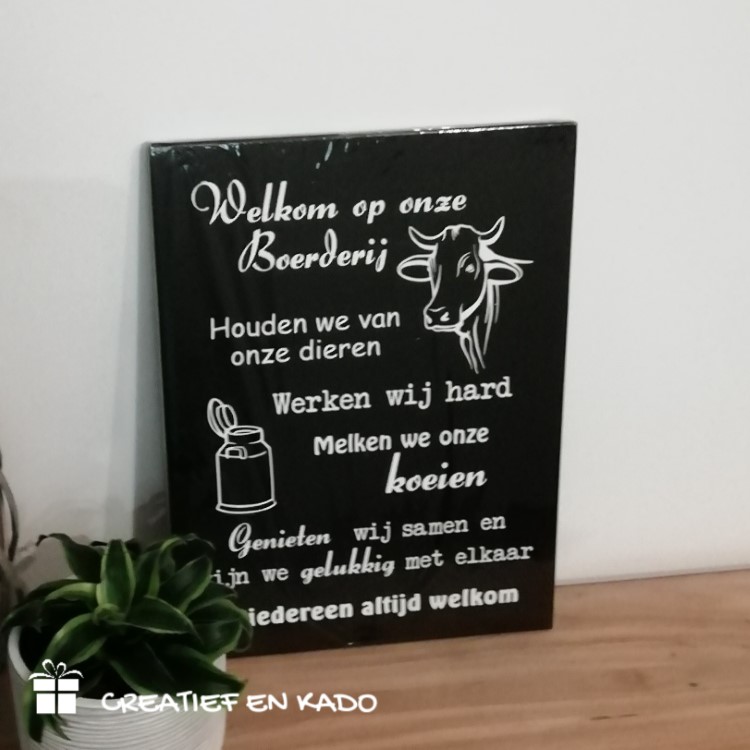tekstbord welkom op onze boerderij koe, tekstbord koeien, tekstbord boerderij, tekstbord werk,