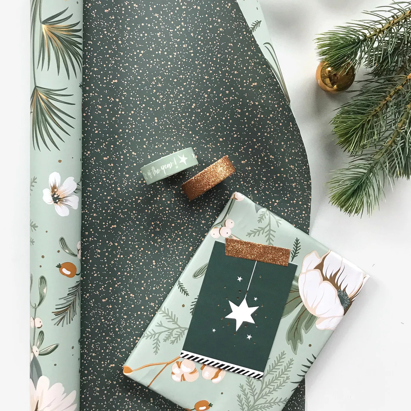 washitape glitter, washitape kerst, inpakinspiratie