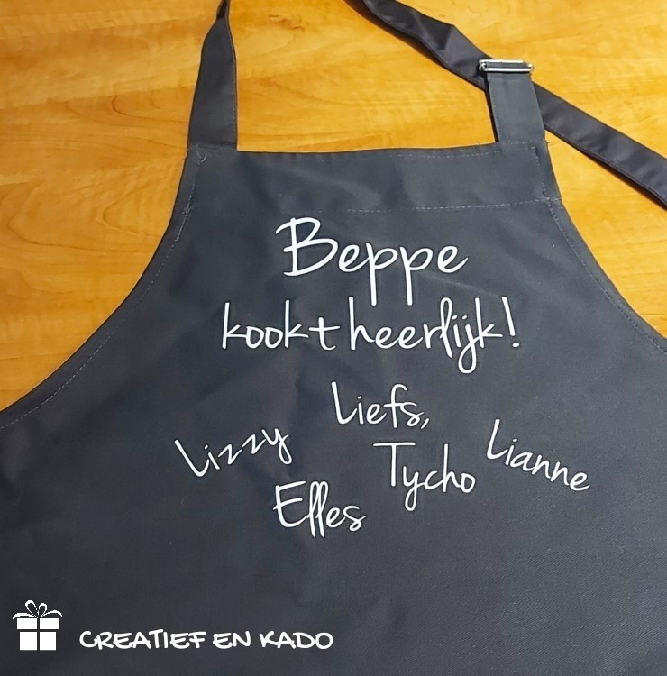 keukenschort beppe kookt heerlijk, keukenschort bedrukt, kado beppe, kado oma