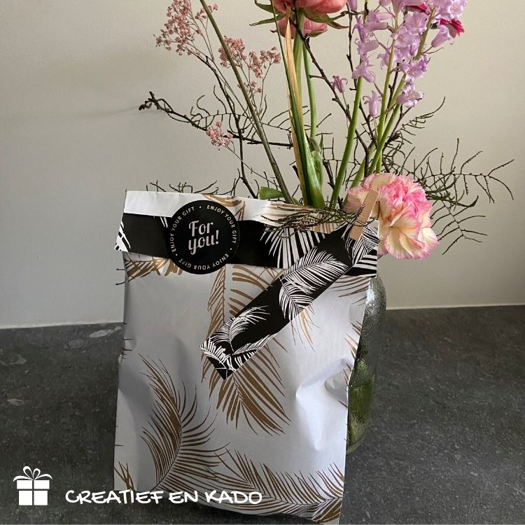 kadozakje palmleaves witgoud, inpakken, inpakinspiratie