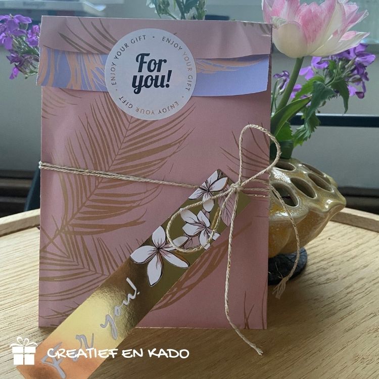kadozakje palm leaves roze, inpakken, inpakinspiratie