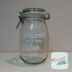 weckpot eigen tekst, weckpot bedankt