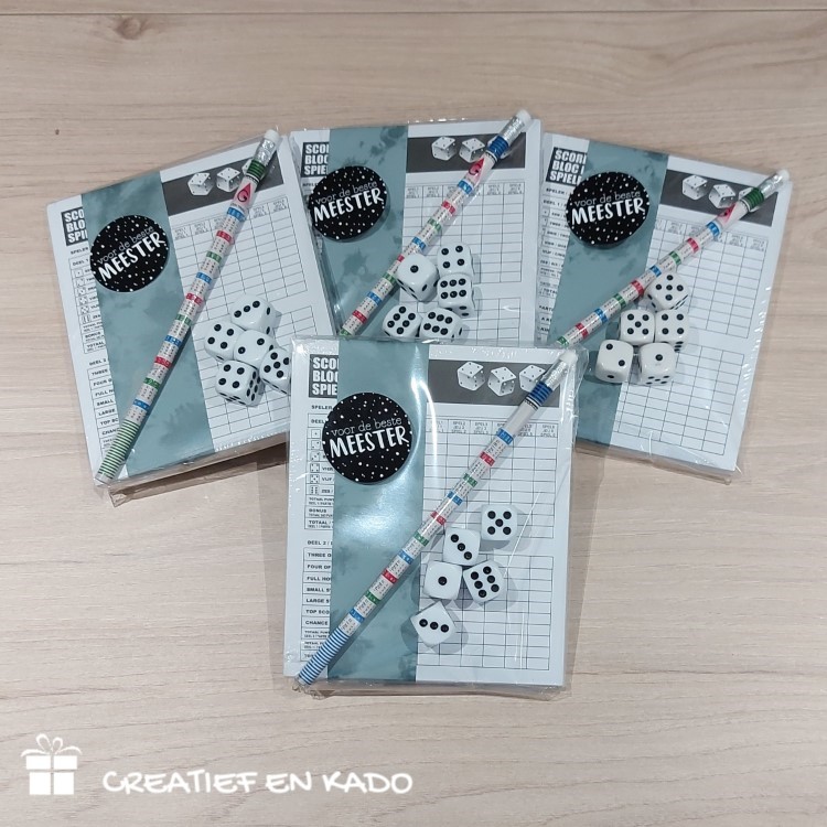 yahtzee meester, kadosetje meester, kado leerkracht