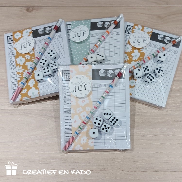 yahtzee juf, kadosetje juf, kado leerkracht