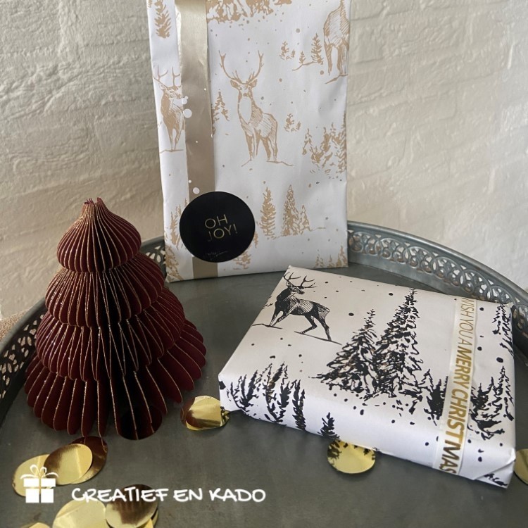 inpakpapier reindeer forest, kadopapier kerst, kadopapier winter, inpakken, inpakinspiratie