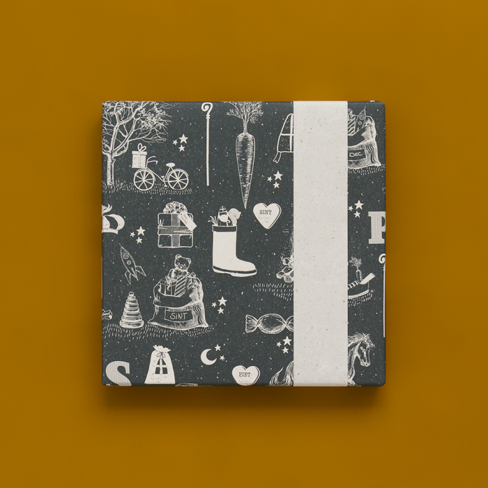 inpakpapier sint vintage blue, inpakken, kadopapier sinterklaas