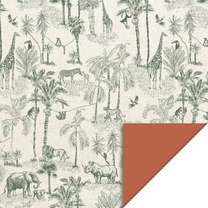 inpakpapier vintage jungle green, kadopapier jungle, inpakken