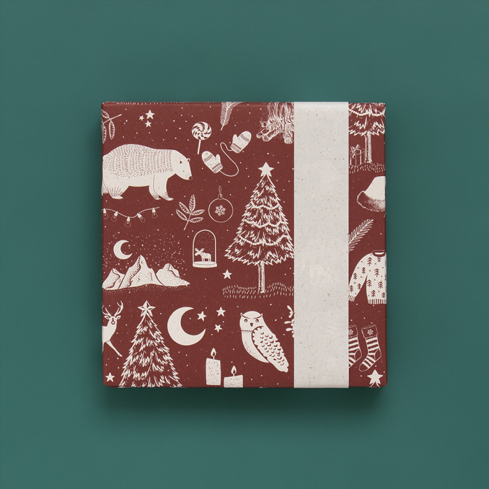 inpakpapier x-mas vintage beet red, inpakken, inpakinspiratie