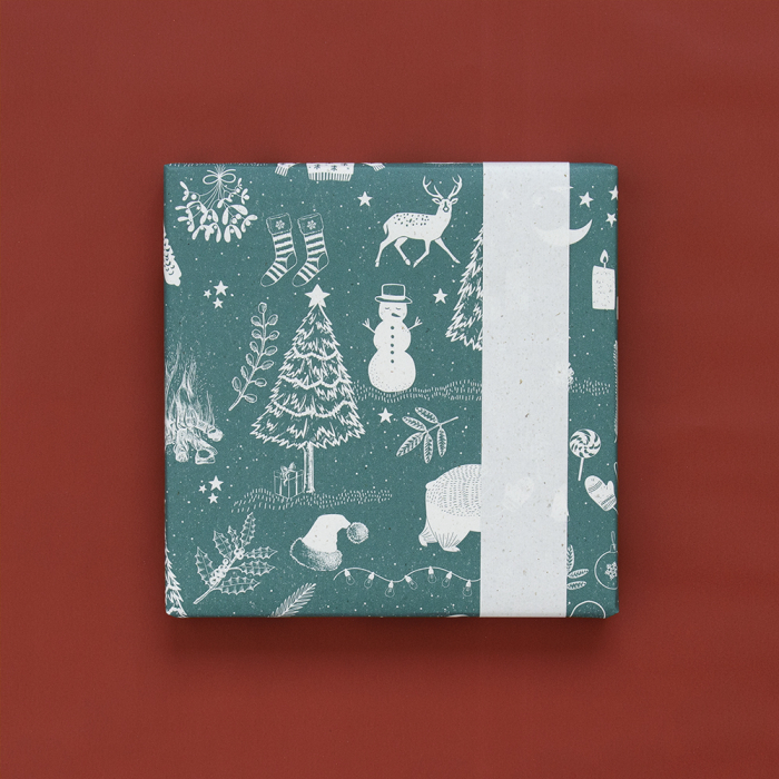 inpakpapier x-mas vintage blue, inpakken, kadopapier kerst
