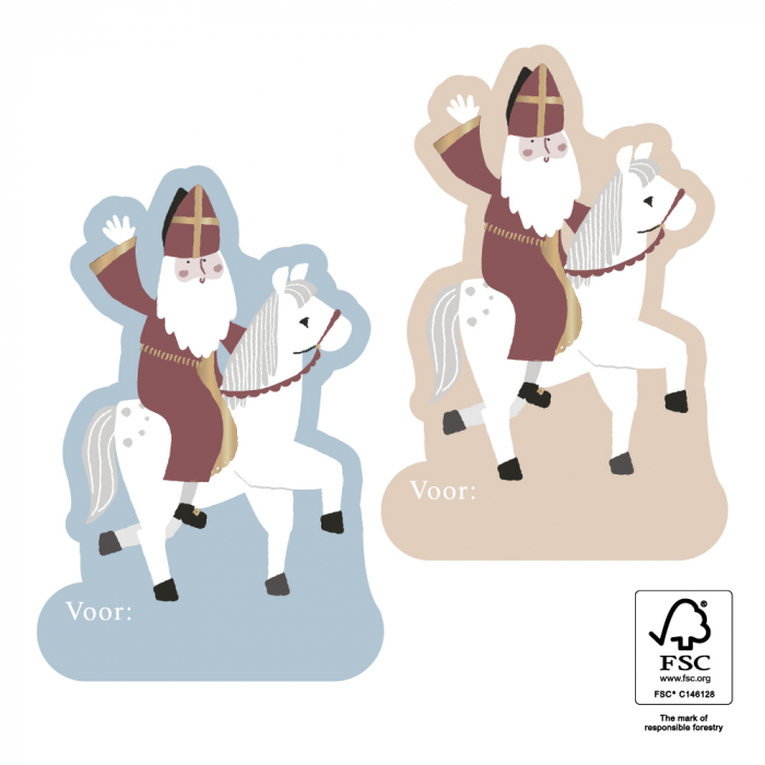 kadostickers sint op paard, sluitstickers sinterklaas, inpakken
