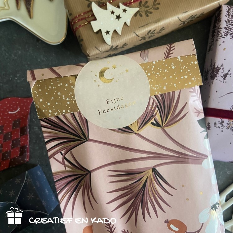 kadozakje twinkling stars, kadozakje vintage christmas, inpakken kerst, inpakinspiratie
