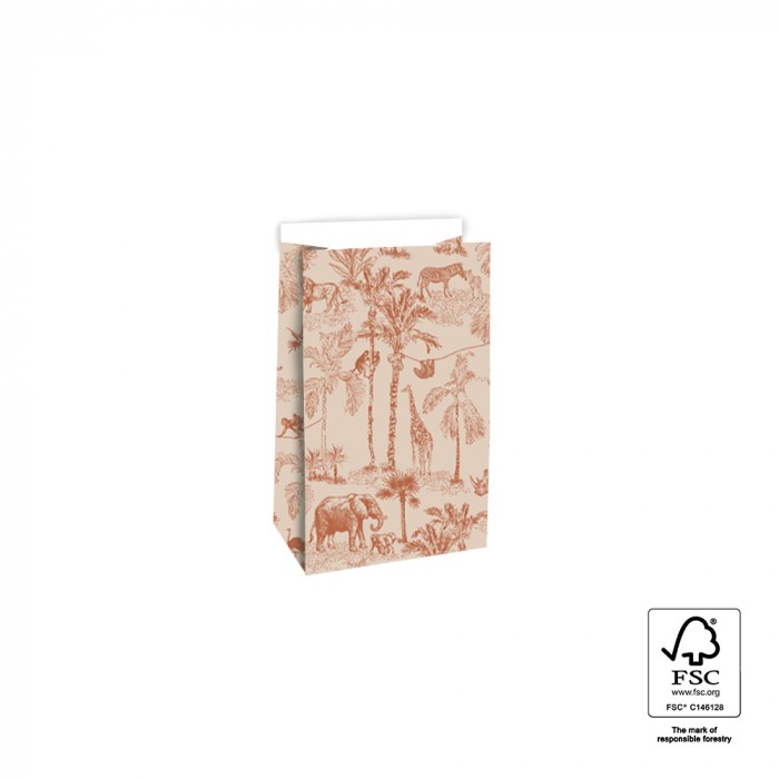kadozakje vintage jungle, blokbodemzakje vintage jungle dark cognac, inpakken