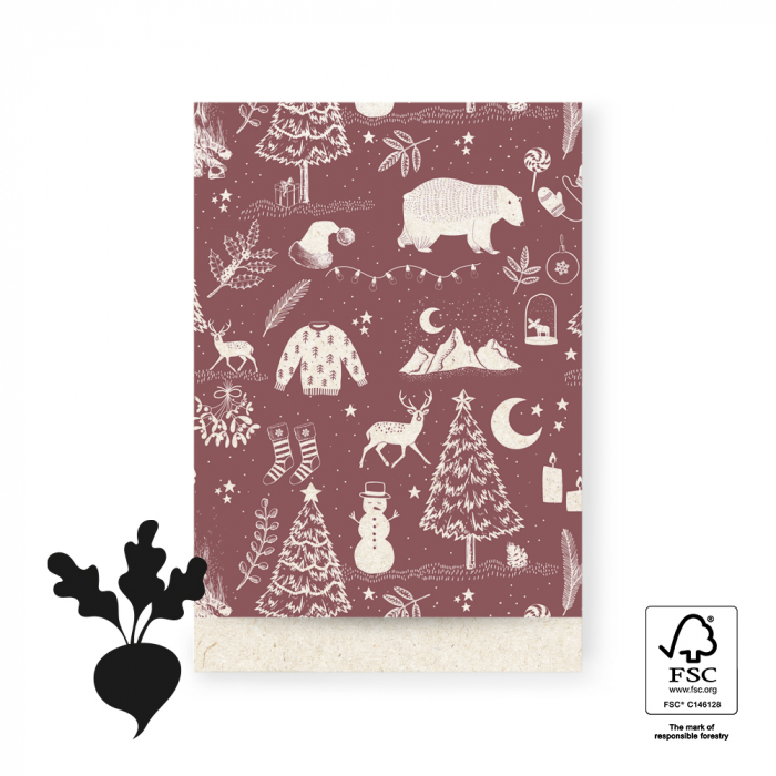 kadozakje x-mas vintage red, inpakken kerst