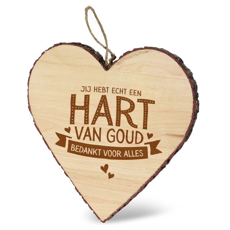 bedankt voor alles, hart van goud, mijn hart, houten hart hanger