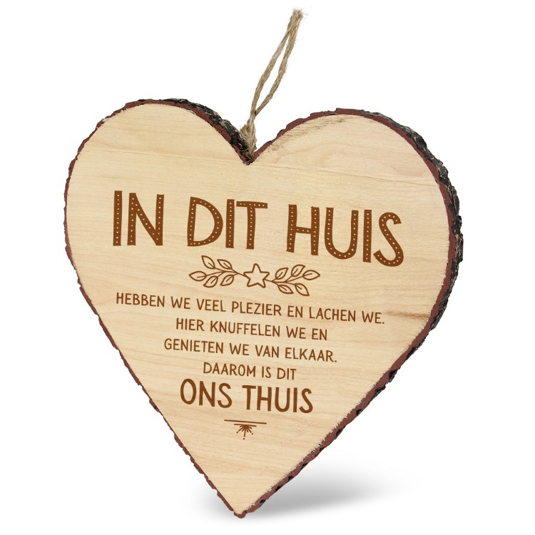 in dit huis hart, houten hart hanger, mijn hart, kado samenwonen, kado housewarming, kado thuis