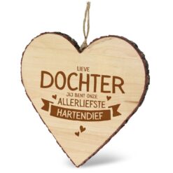 lieve dochter hart, hartendief, mijn hart, houten hart hanger, kado dochter