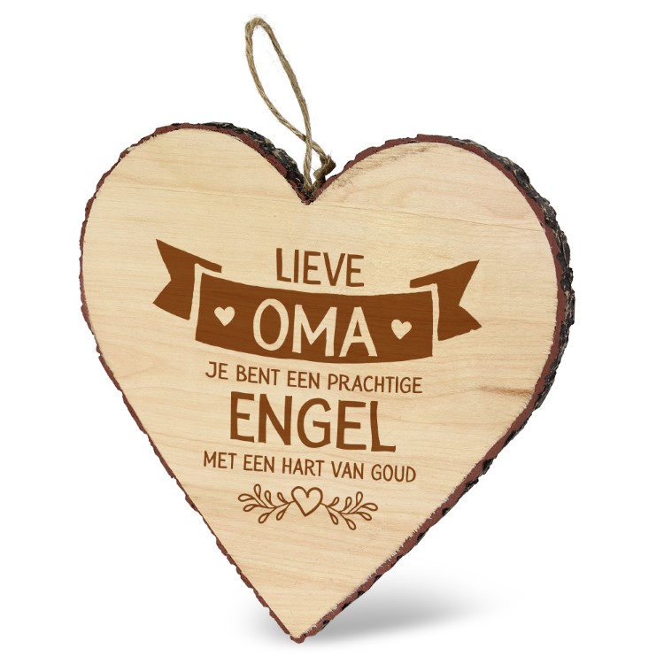 lieve oma hart, mijn hart, kado oma, houten hart hanger