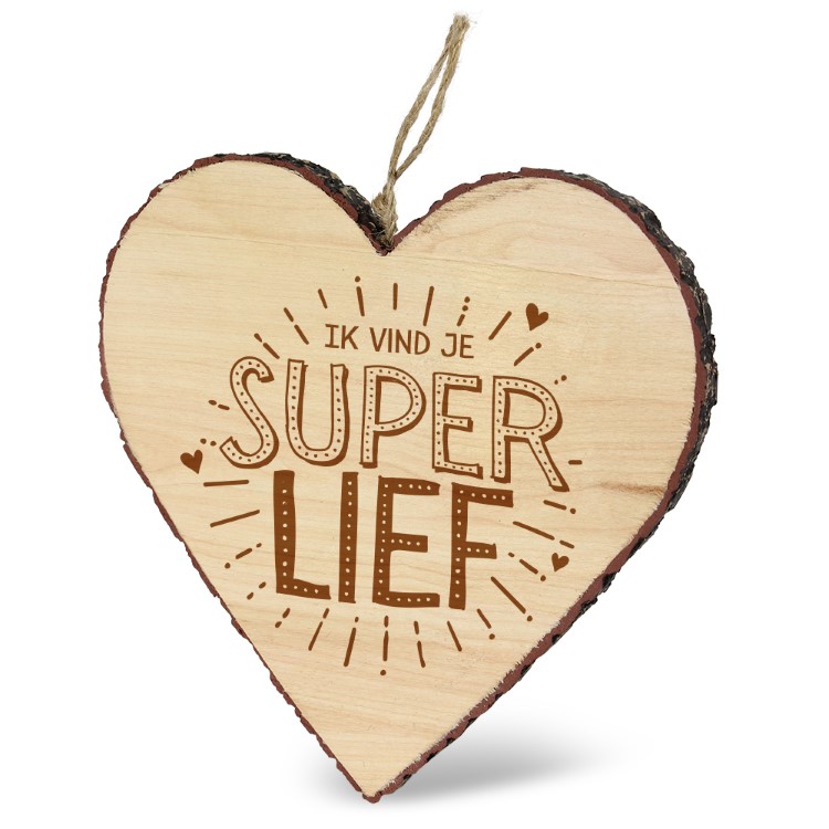 Ik vind je super lief hart, mijn hart, kado geliefde, Valentijnsdag, mijn hart, houten hart hanger